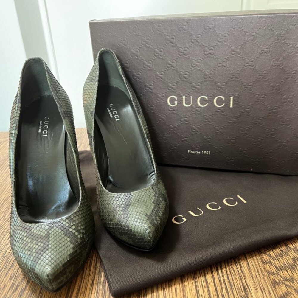 GUCCI Python Snakeskin Pitone Pumps - Picture 3 of 7